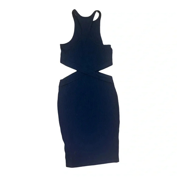 TOBI Dare Devil Cut Out Ribbed Navy Midi Length Dress // Size Small - Picture 3 of 5